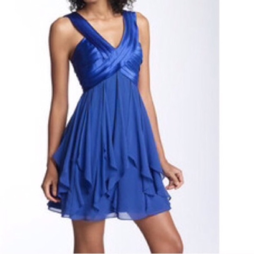 BCBG MaxAzria Blue Silk and Chiffon Dress